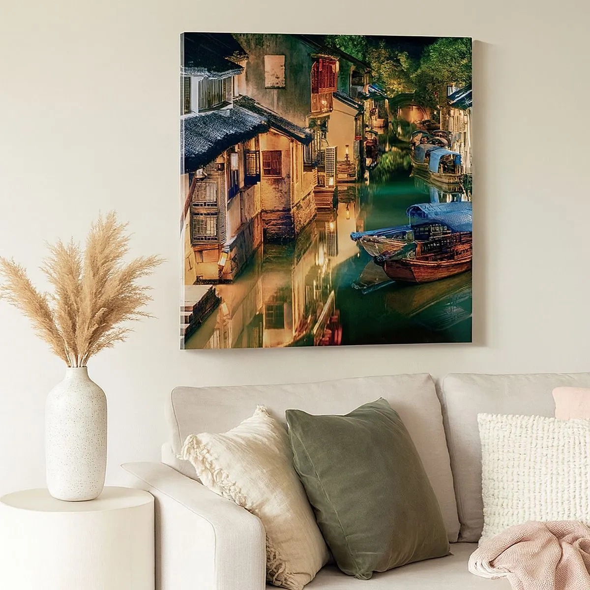 Tablou pe pânză - O seară pe o stradă chinezească - 30x30 cm