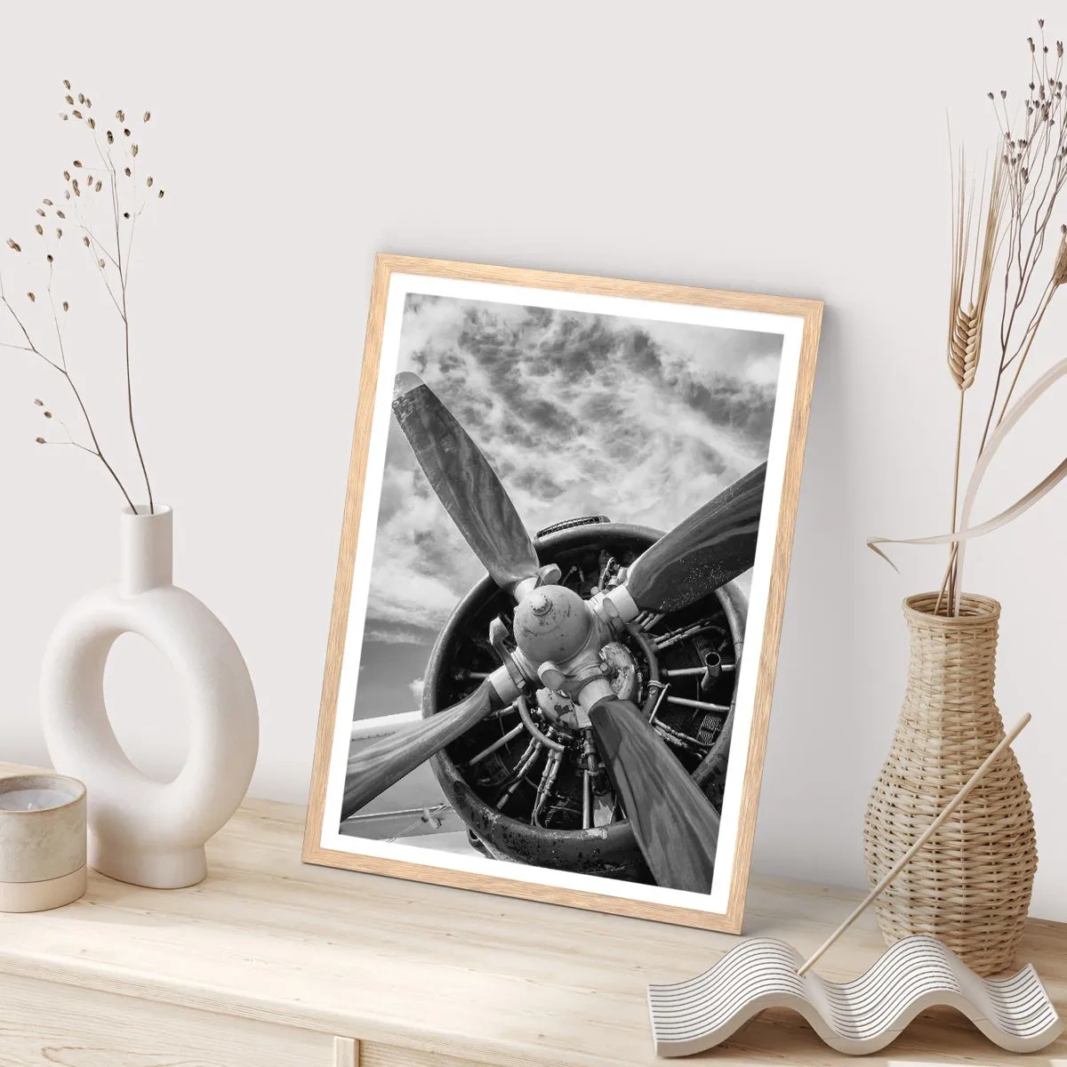 Poster în ramă de stejar deschis - Cuceritorul cerului - 50x70 cm