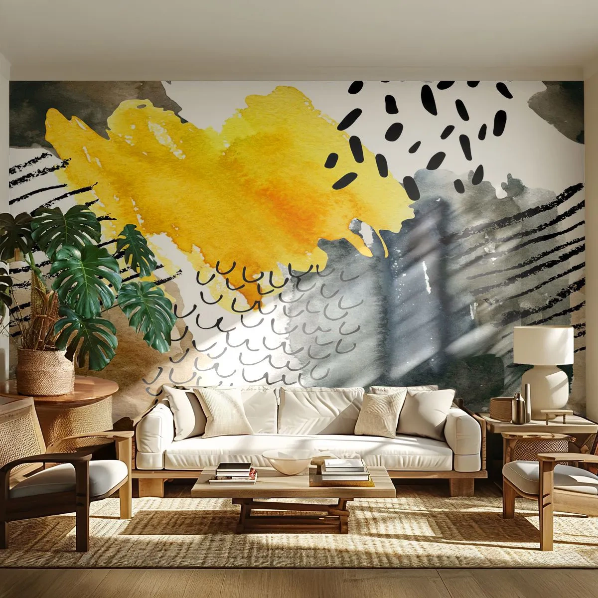 Tapet Autoadeziv Deluxe Sticker - O întâlnire a elementelor - Abstracția, Bucată, Artă Modernă - 250x175 cm
