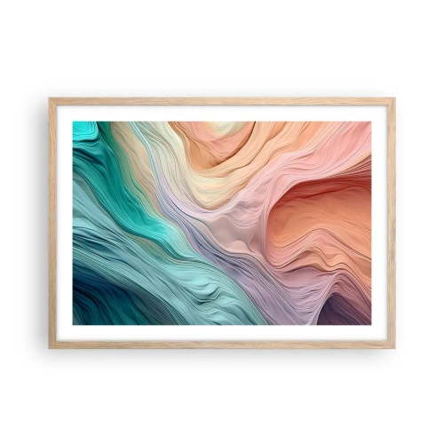 Poster în ramă de stejar deschis - Valul curcubeu - 70x50 cm