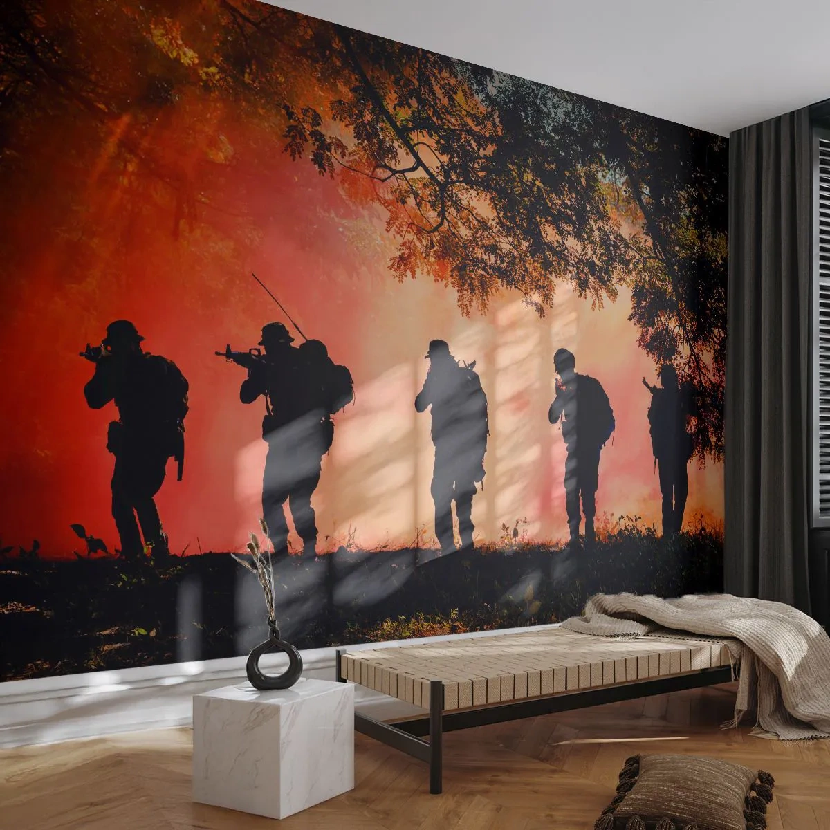 Tapet Premium Canvas - ...Toți pentru unul. - Soldat, Armă, Puşcă - 250x175 cm