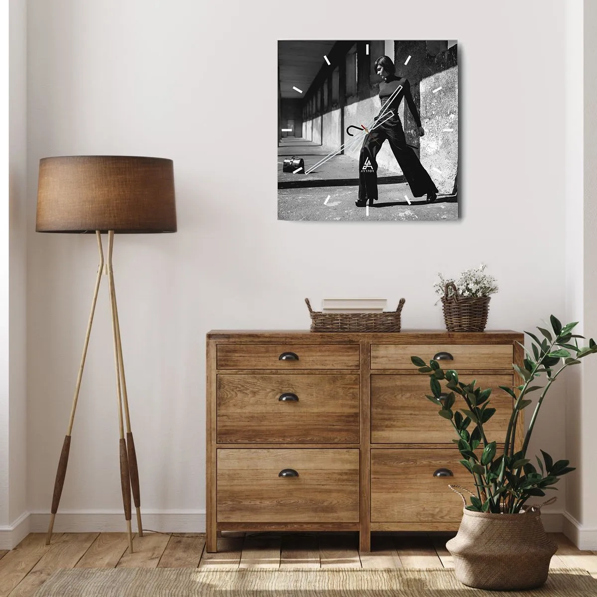 Ceas de perete - Ceas pe sticlă -  Eleganță urbană - 40x40 cm