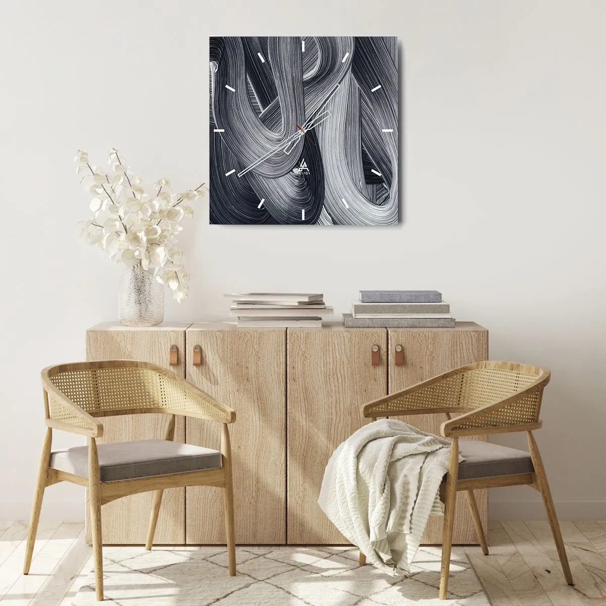 Ceas de perete - Ceas pe sticlă - Fluiditatea realității - 40x40 cm