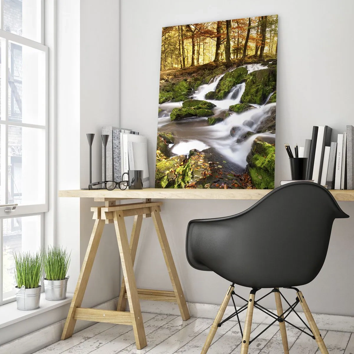 Tablou pe sticlă - Repede prin pădure de toamnă - 50x70 cm