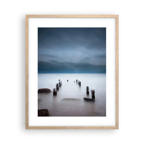 Poster în ramă de stejar deschis - Un lac în ceața calmă - 40x50 cm