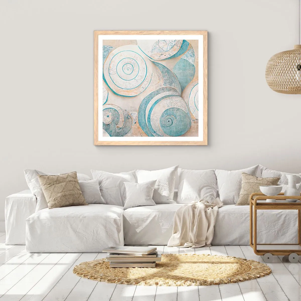 Poster în ramă de stejar deschis - Ce ascunde cochilia? - 40x40 cm