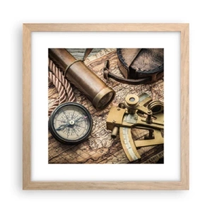 Poster în ramă de stejar deschis - Stabilește cursul - 30x30 cm