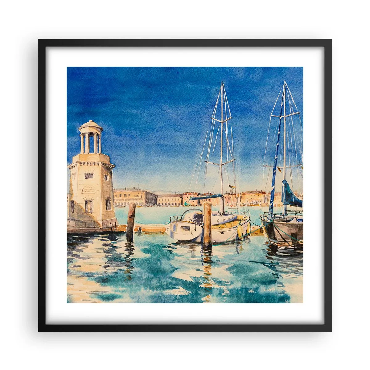 Poster în ramă neagră - Laguna însorită - 50x50 cm