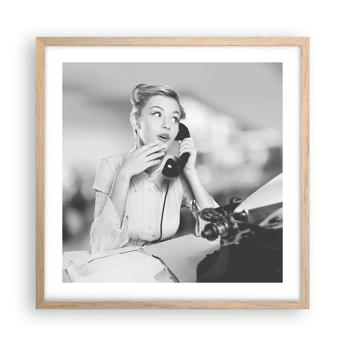 Poster în ramă de stejar deschis - Bună ziua, suntem în anii '50. - 50x50 cm