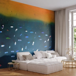 Tapet Autoadeziv Deluxe Sticker - Joc de vacanță - Bărci, plajă, Coasta - 250x175 cm