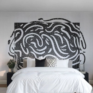 Tapet Premium Sand - Abstracție: dansul bucuriei - Boho, alb-negru, Minimalism - 100x70 cm
