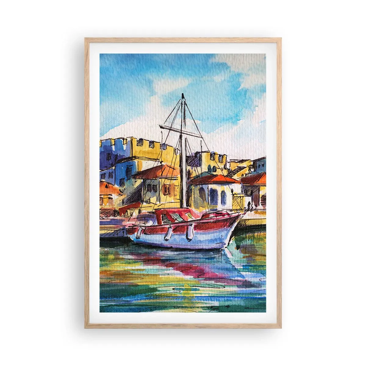 Poster în ramă de stejar deschis - Curcubeu după-amiază - 61x91 cm