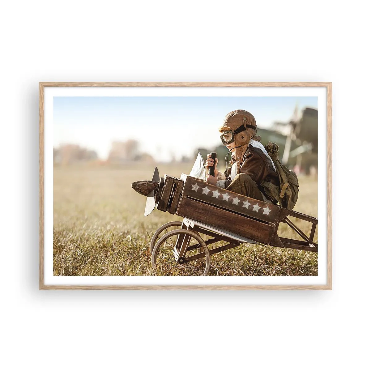 Poster în ramă de stejar deschis - Porniți spre vis - 100x70 cm