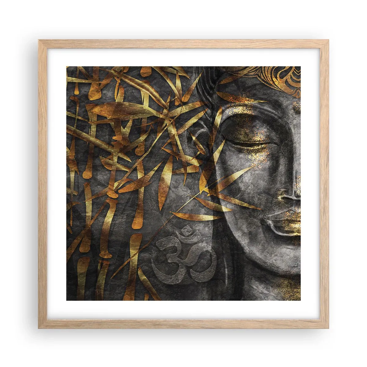 Poster în ramă de stejar deschis - Simțiți pacea - 50x50 cm