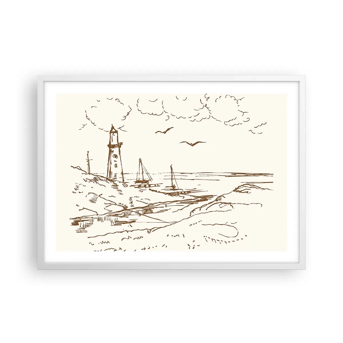Poster în ramă albă - Schiță de amintiri de vară - 70x50 cm