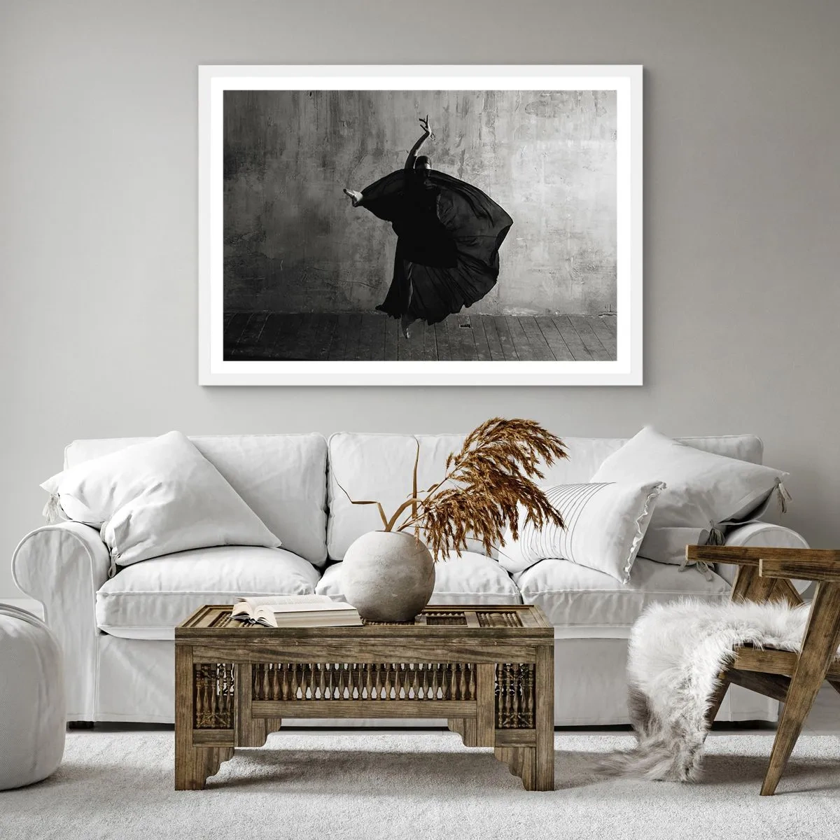 Poster în ramă albă - Un pas pasional - 60x60 cm