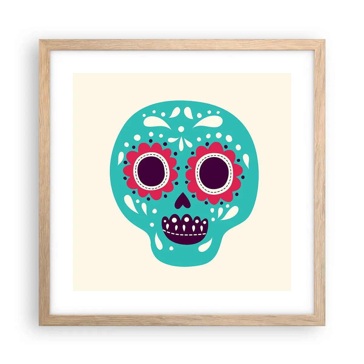 Poster în ramă de stejar deschis - Viața - distracție până la moarte - 40x40 cm