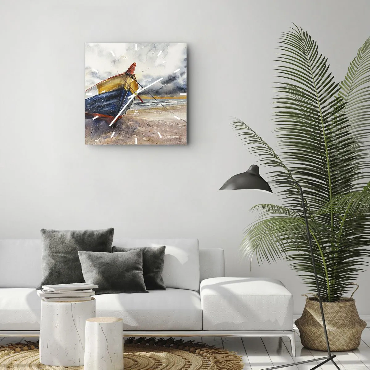 Ceas de perete - Ceas pe sticlă - Se odihnește pe țărm - 40x40 cm