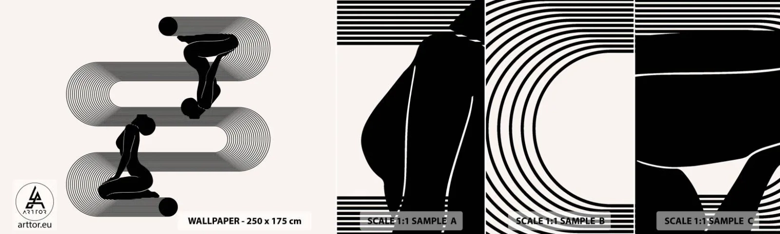 Mostră tapet autocolant Deluxe Sticker - Simetrie senzuală - femei, Linii, Meditaţie - 100x30 cm