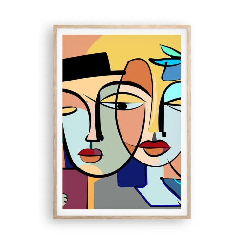 Poster în ramă de stejar deschis - Întâlnire cu Picasso - 70x100 cm