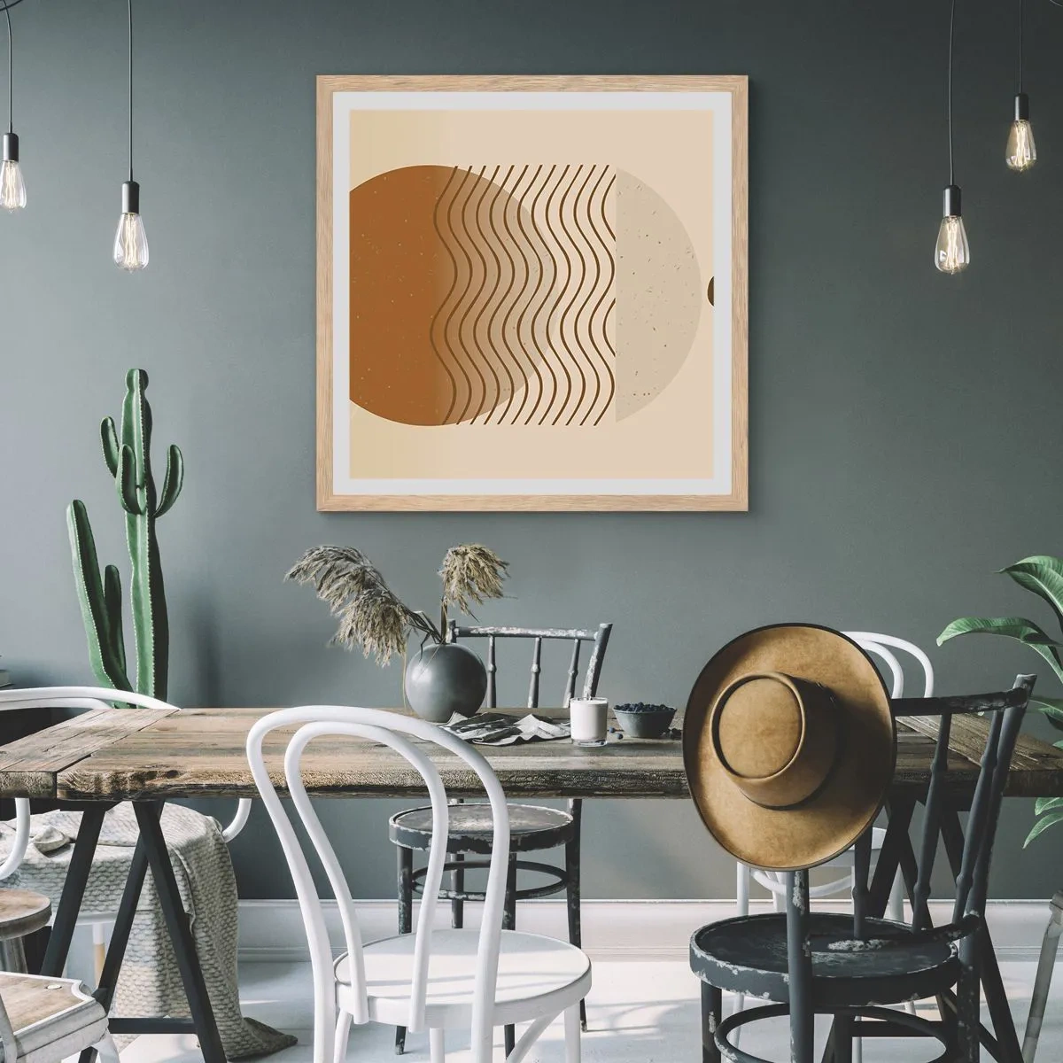 Poster în ramă de stejar deschis - Despre originea figurilor geometrice - 60x60 cm