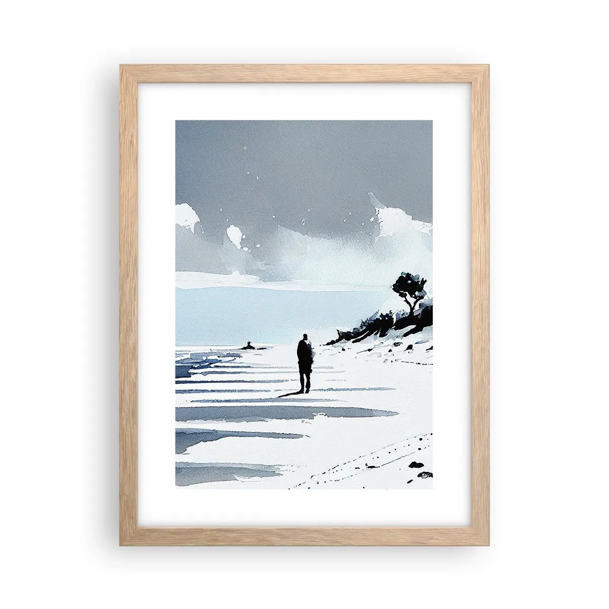 Poster în ramă de stejar deschis - Singuratic - 30x40 cm