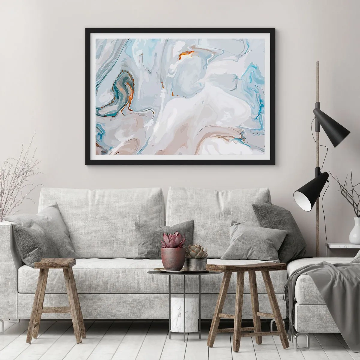 Poster în ramă neagră - Albul ridicat - 50x40 cm