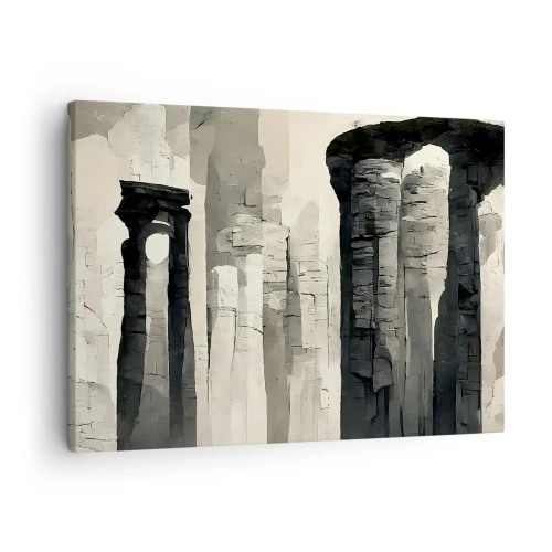 Tablou pe pânză Canvas - Coloane istorice într-un decor monocromatic atmosferic - 70x50cm - Măreția antichității - Decorațiune modernă pentru perete pentru living și dormitor ARTTOR
