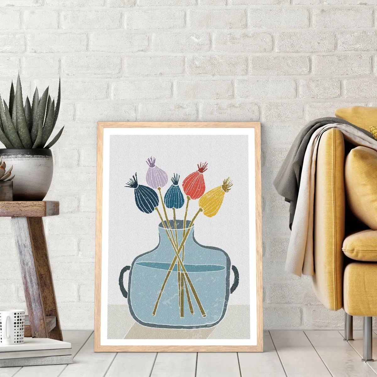 Poster în ramă de stejar deschis - Paparune sau maci? - 70x100 cm