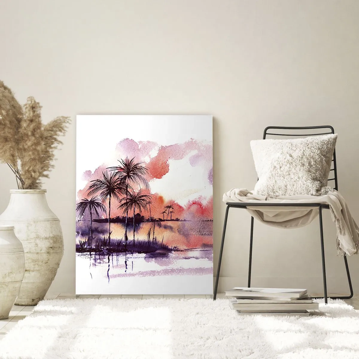 Tablou pe sticlă - Liniștea tropicelor în roșu - 50x70 cm