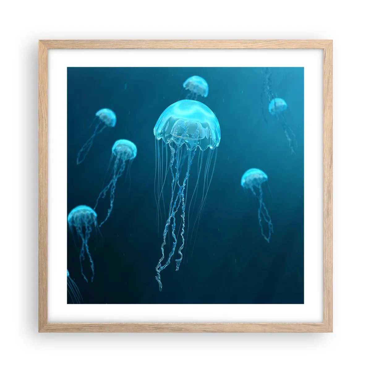 Poster în ramă de stejar deschis - Dansul oceanic - 50x50 cm