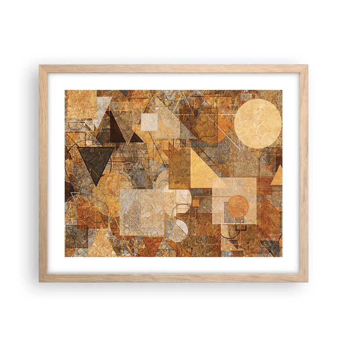 Poster în ramă de stejar deschis - Studiu cubist de bronz - 50x40 cm