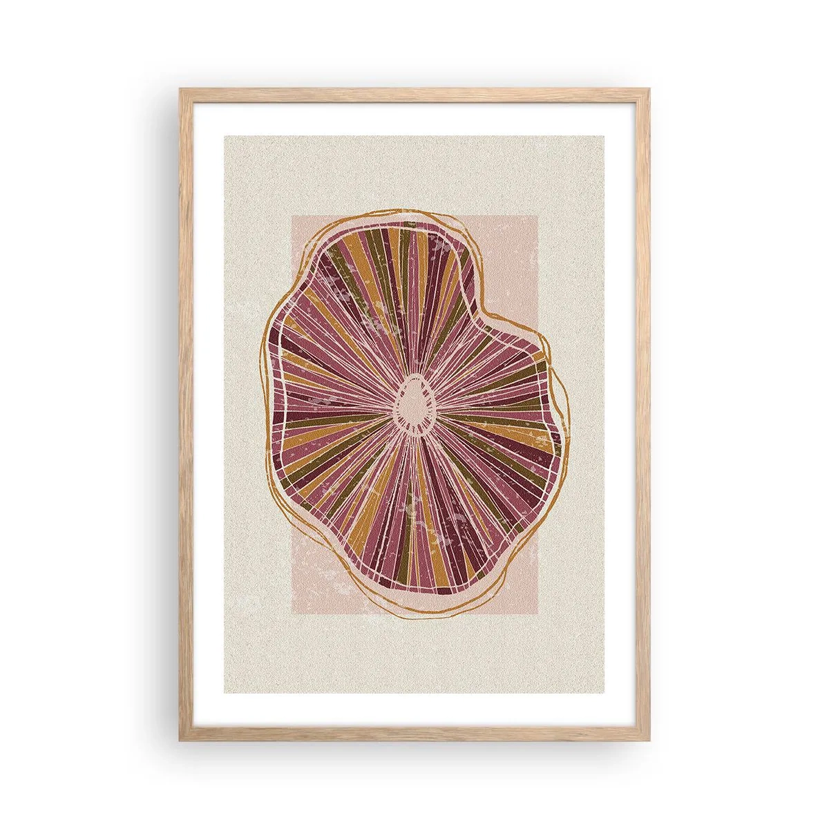 Poster în ramă de stejar deschis - Abstracția radială - 50x70 cm