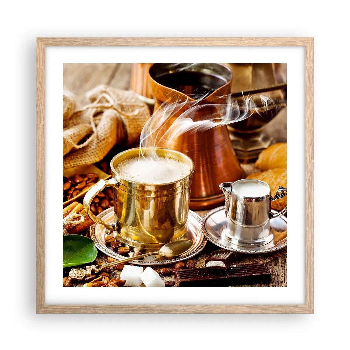 Poster în ramă de stejar deschis - O zi bună! - 50x50 cm