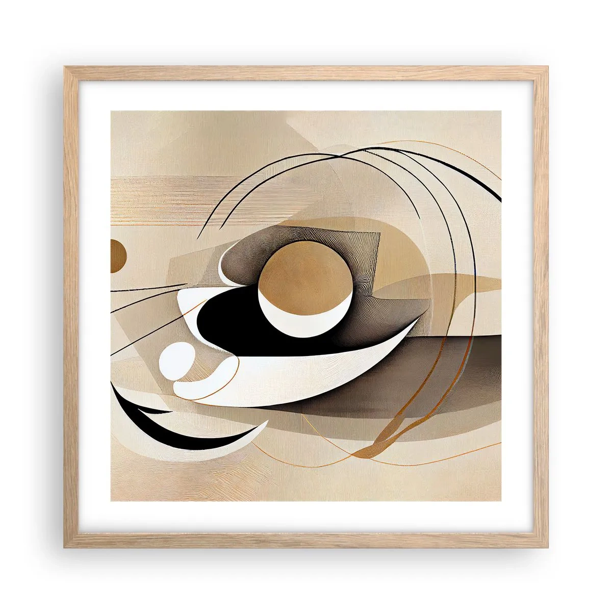 Poster în ramă de stejar deschis - Compoziție - nucleu - 50x50 cm