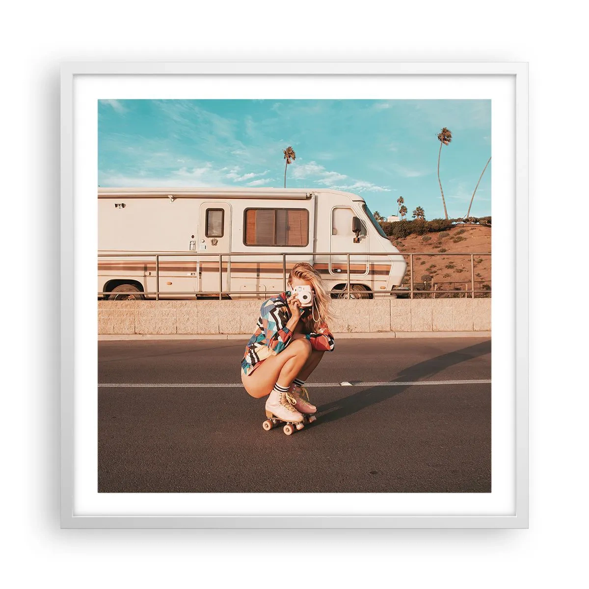 Poster în ramă albă - Zâmbiți, vă rog! - 60x60 cm