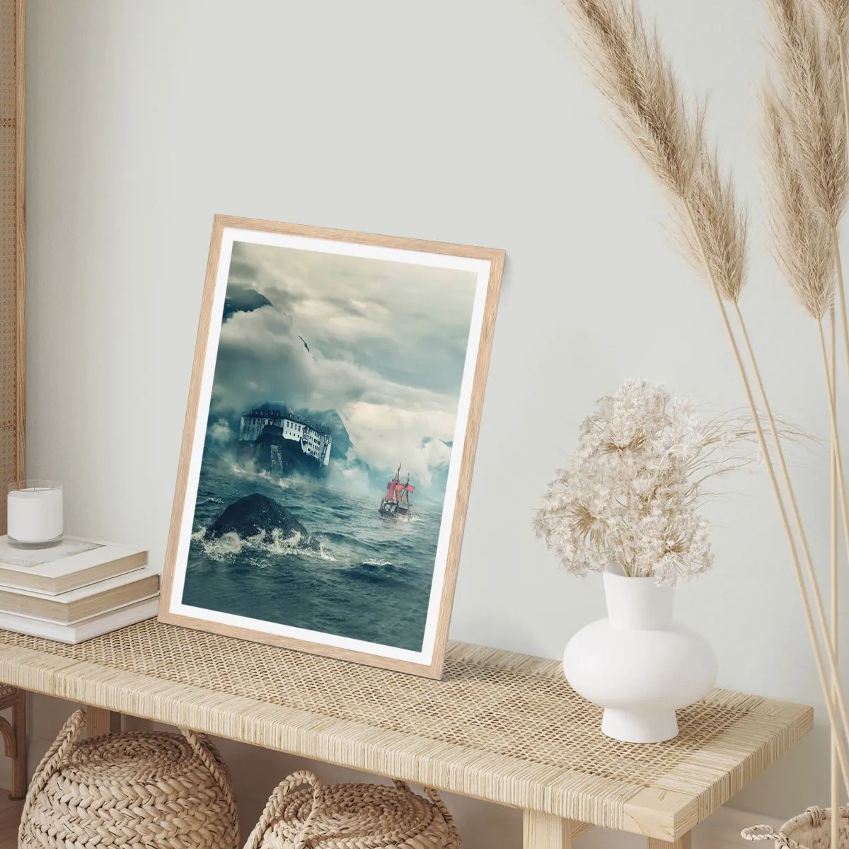 Poster în ramă de stejar deschis - Pe ape magice - 70x100 cm