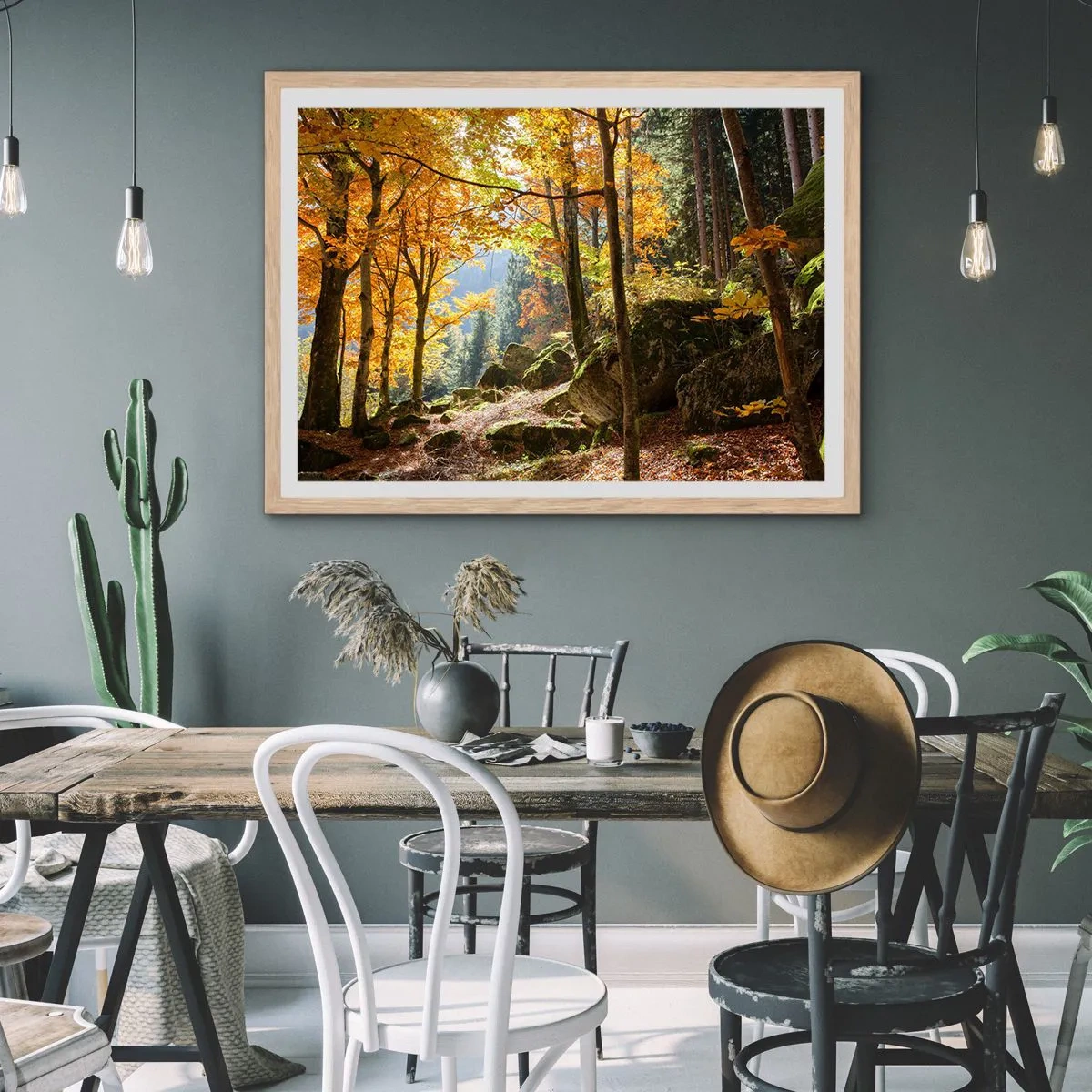 Poster în ramă de stejar deschis - Timp de relaxare - 50x40 cm