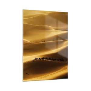 Tablou pe sticlă - Caravana pe valurile deșertului - 50x70 cm