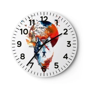 Ceas de perete - Ceas pe sticlă - Bot în bot cu noaptea - 40x40 cm