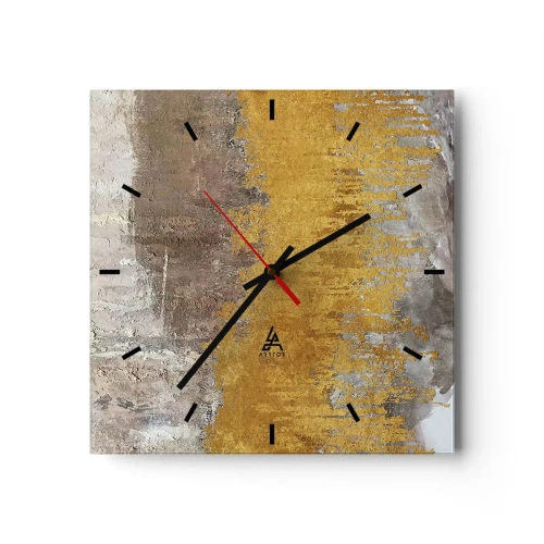 Ceas de perete - Ceas pe sticlă - O suflare de aur - 40x40 cm