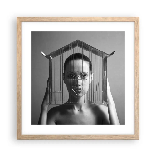 Poster în ramă de stejar deschis - Un portret oarecum suprarealist - 40x40 cm