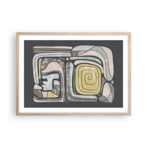Poster în ramă de stejar deschis - Abstracție în spirit precolumbian - 70x50 cm