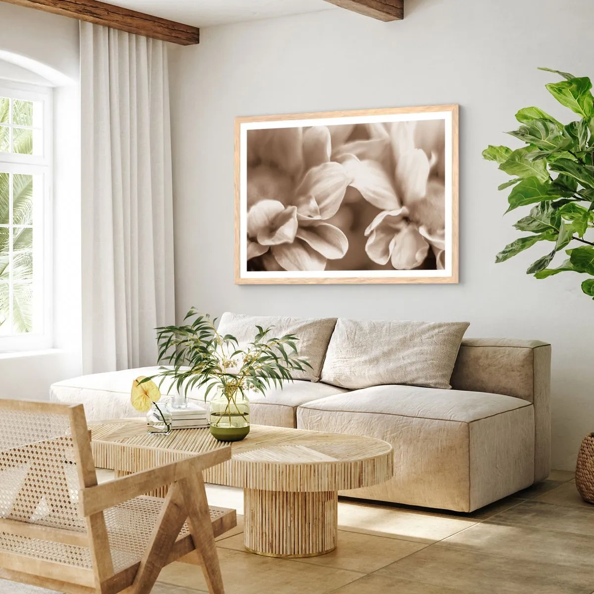 Poster în ramă de stejar deschis - Blânde ca un zâmbet - 40x30 cm