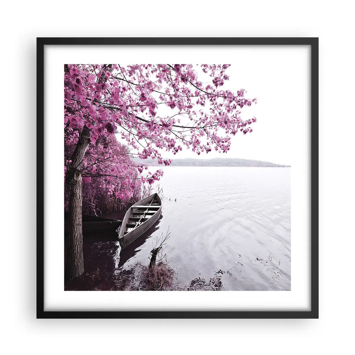Poster în ramă neagră - În tăcerea roz - 50x50 cm