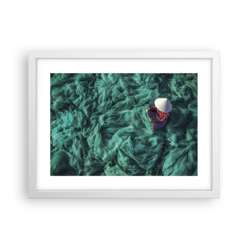 Poster în ramă albă - Într-o mare de rețea - 40x30 cm