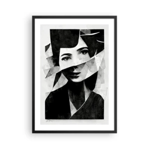 Poster în ramă neagră - Portretul unei femei într-o compoziție abstractă - 50x70cm - Cine ești? - Decorațiune modernă pentru perete pentru living și dormitor ARTTOR