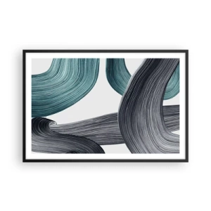 Poster în ramă neagră - Trasee de smarald și negru - 91x61 cm