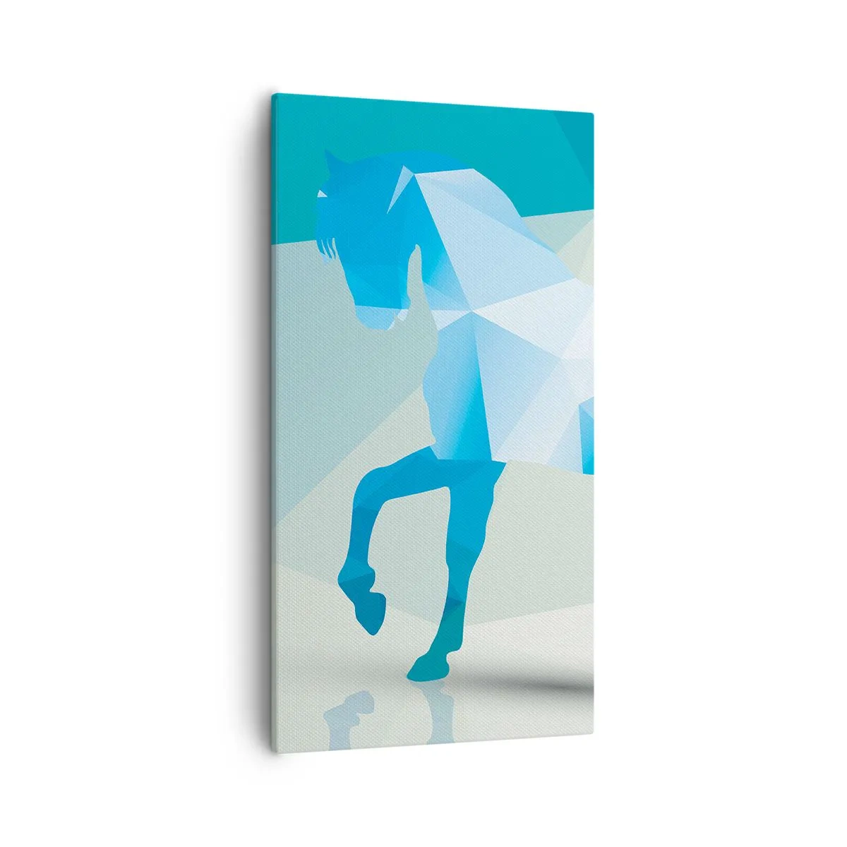 Tablou pe pânză - Cal geometric în turcoaz - 55x100 cm