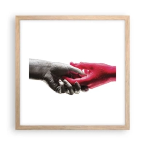 Poster în ramă de stejar deschis - Împreună, deși diferiți - 40x40 cm